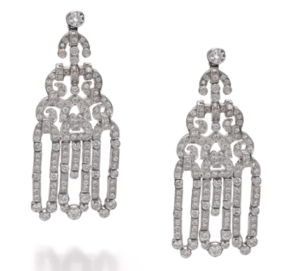 Pair of diamond "Chandelier" ear pendants