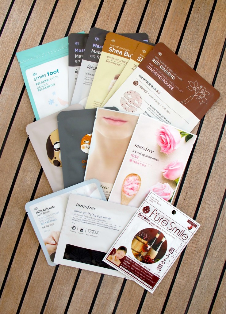 sheet masks from Innisfree and The faceshop Korea